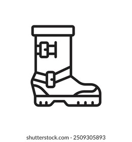 Biker Boot Outline Icon Vector Illustration