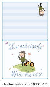 Biker and a children's tricycle postcard