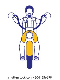 biker in the classic motorcycle character
