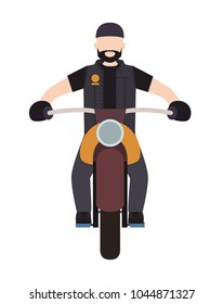 biker in the classic motorcycle character