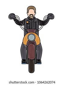 biker in the classic motorcycle character