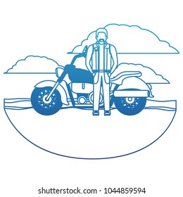 biker in the classic motorcycle scene character