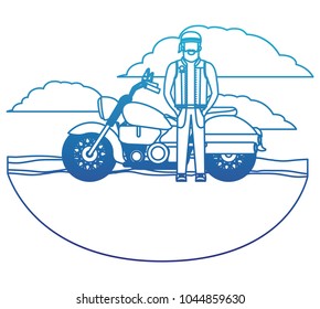 biker in the classic motorcycle scene character