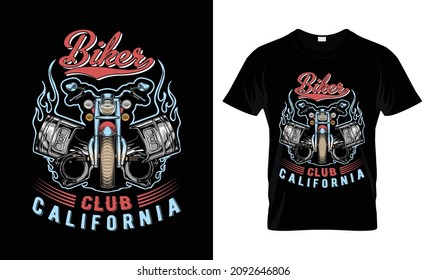 Biker club california t shirt print template,  Motorcycle element vector file