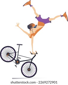 Biker cycling bicycle sport. 
Cycling bicycle extreme high jump. Cyclist man making a trick on the bike
