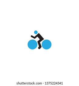 Biker, Cycling Sign Simple Icon Vector Flat Design With Black And Blue Colors