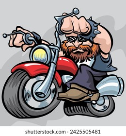 BIKER DRIVING A MOTORCYCLE ON THE ROAD