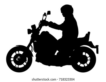 Biker driving a motorcycle vector silhouette, motorcyclist illustration