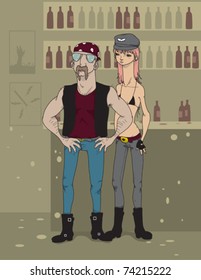 A biker dude and his lady.