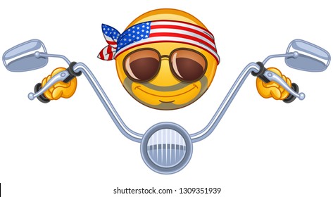 Biker emoticon riding his bike 