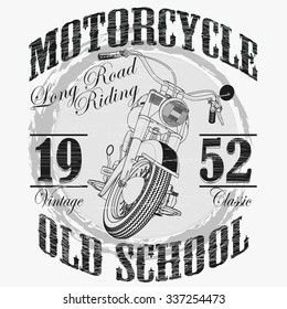 Biker fashion Typography, Motorcycle sport emblem, classic style print label. Vector