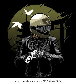 
biker front view
wearing a leather jacket, t-shirt design, biker, knucklehead, panhead, shovelhead, flathead, naked bike, dragrace, supermoto, Motorradfahrer, 
motorrijder, vector template

