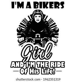 biker girl im a bikers girl womens plus size poster design graphic Vector illustration