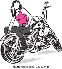 Biker Girl Vector Illustration