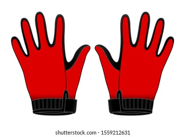 Biker Glove Vector Design Vector with Red/Black Colors.