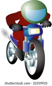 Biker goes somewhere on motorcycle.