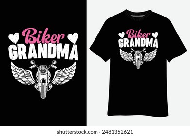 Biker Grandma Motorcycle T-Shirt Design