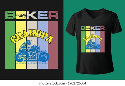 BIKER GRANDPA T-SHIRT DESIGN VECTOR