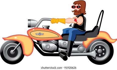 Biker Guy on Motorcycle