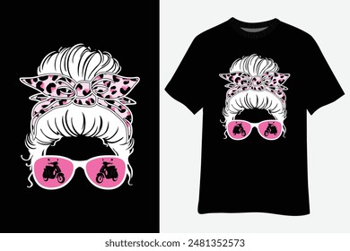 Biker Hair Don't Care Bike Lover Messy Bun Motorcycle T-Shirt Design