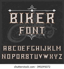 Biker Handcrafted Font With Motorcycle On Dark Background