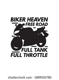 Biker Himmel Freie Straße Volltanker Vollgas. Handgezeichnetes typografisches Plakatdesign. Premium-Vektorgrafik