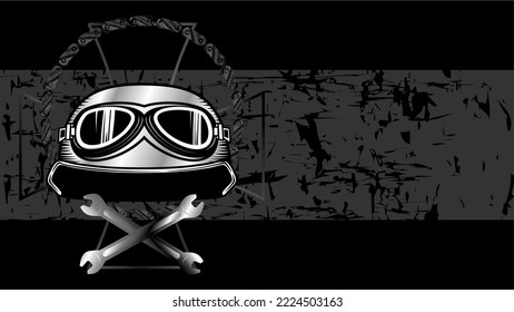 biker helmet crest insignia tattoo illustration background in vector format