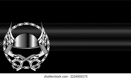 biker helmet crest insignia tattoo illustration background in vector format