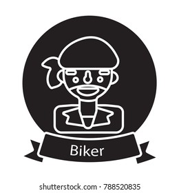 biker icon flat black