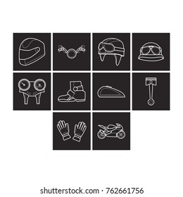 biker  icon set flat black