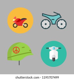 biker icon set. vector set about motorcycle, helmet and motorbike icons set.