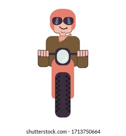 Icono de Biker, ilustración vectorial aislada en blanco. Vista frontal.