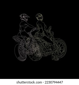 biker illustration with japanese style for kaijune event, notebook, logo