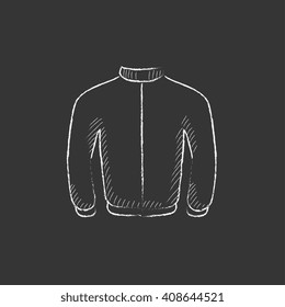 Biker jacket. Drawn in chalk icon.