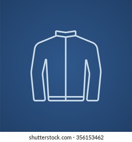 Biker jacket line icon for web, mobile and infographics. Vector light blue icon isolated on blue background.