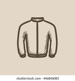 Icono de esbozo vectorial de la chaqueta de ciclismo aislado en el fondo. Icono de la chaqueta de biker dibujado a mano. Icono de boceto de la chaqueta de ciclismo para infografía, sitio web o aplicación.