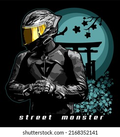 Biker And Japanese Art Vector Template (5)