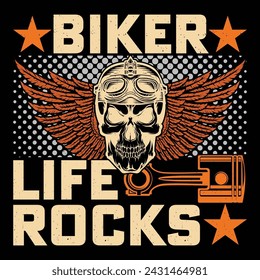 Biker Life Rocks Bike Retro Vintage Motorcycle T-Shirt Design Biker Riding