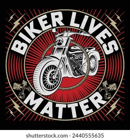 Biker Lives Matter Bike Retro Vintage Motorcycle T-Shirt Design Biker Riding