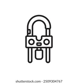 Biker Lock Outline Icon Vector Illustration