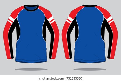 Biker Long Sleeve T-Shirt Design Curve Style.Front And Back Views.