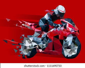 Biker low poly illustration