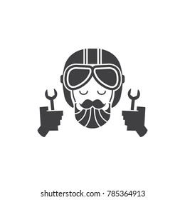 Biker, mascot, Garage, workshop