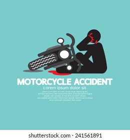 Biker With Motorcycle Have In An Accident Vector Illustration