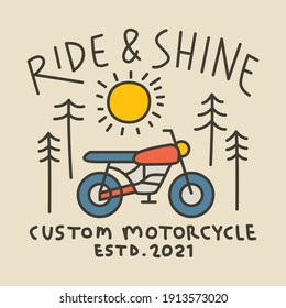 Biker nature line badge patch pin graphic illustration vector art t-shirt design
