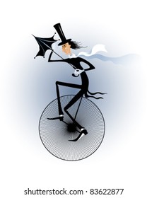 Biker on mono cycle