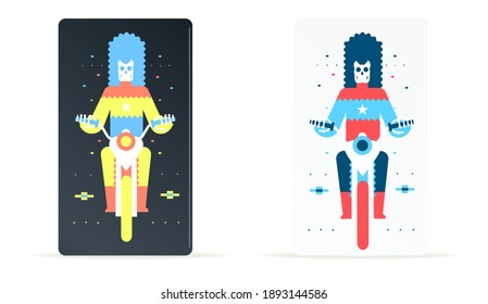 Biker on a motorcycle designs, Graphics for smartphones