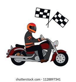 Biker on a motorcycle. Vector illustration. individual elements