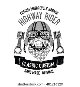 Biker quote with dog for garage, service, t-shirt, spare parts Vector image