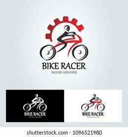 Biker racer icon - Vector illustration